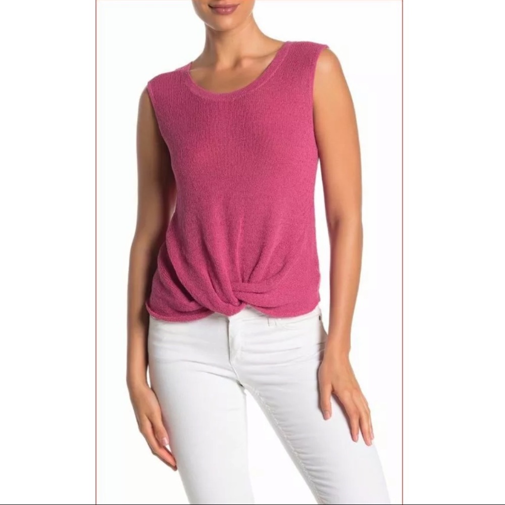 Splendid Magenta Pink Twist Hem Knit Tank Top Medium